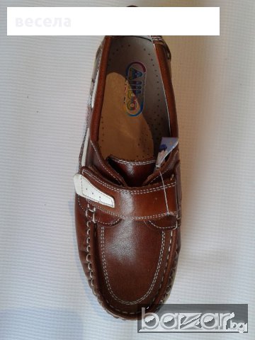 Детски обувки от естествена кожа, кафяви с лепенка, ортопедични, снимка 3 - Детски маратонки - 9667365
