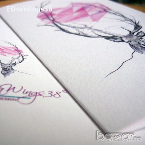 Картичка "Dear" / елен, животни, сърце, любов, розово, снимка 5 - Романтични подаръци - 20950446