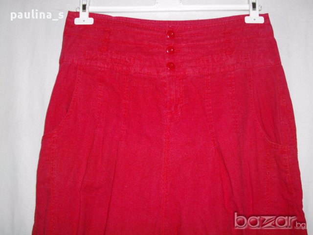 Червени ленени шалвари тип потури "Promod" оригинал, снимка 2 - Къси панталони и бермуди - 10714753