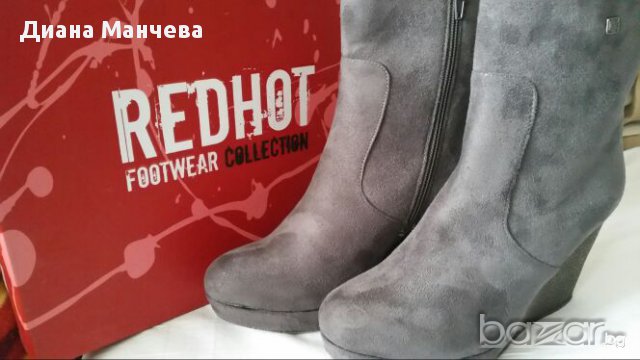 Red Hot сиви дамски боти на платформа, снимка 4 - Дамски боти - 14058825