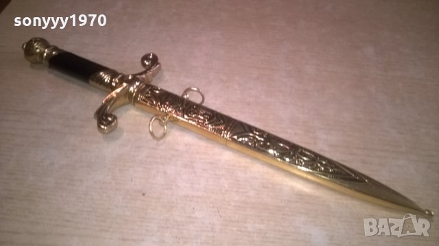 нож сабя-златна кама с ножница-метални-38х11см-внос швеицария, снимка 6 - Колекции - 23662044