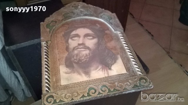 Икона-христос-54х34см-внос швеицария, снимка 4 - Антикварни и старинни предмети - 17446440