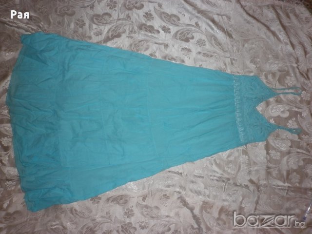 Синя дълга  рокля 100 % памук , снимка 6 - Рокли - 15873065