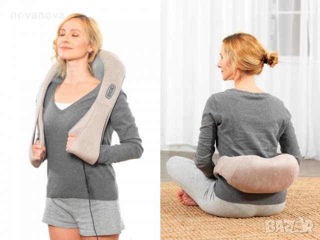 Промо! 12V/220V 3D Шиацу масажор за врат гръб плешки и рамене с функция затопляне, снимка 5 - Масажори - 24306514