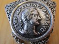 Старинна посребрена брошка с римска императорска монета Максимин 1 - за ценители и колекционери . , снимка 4