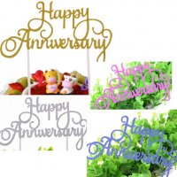 Happy Anniversary Честит Юбилей Годишнина надпис мек 4 цвята брокатен мек топер украса за торта, снимка 1 - Други - 26092685