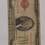 $ 2 Dollars 1928-D RED SEAL OLD US CURRENCY, снимка 1 - Нумизматика и бонистика - 16948273