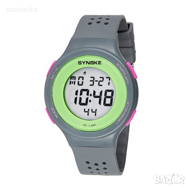 Нов дамски спортен часовник много функции сиво зелено розово Synoke, снимка 1