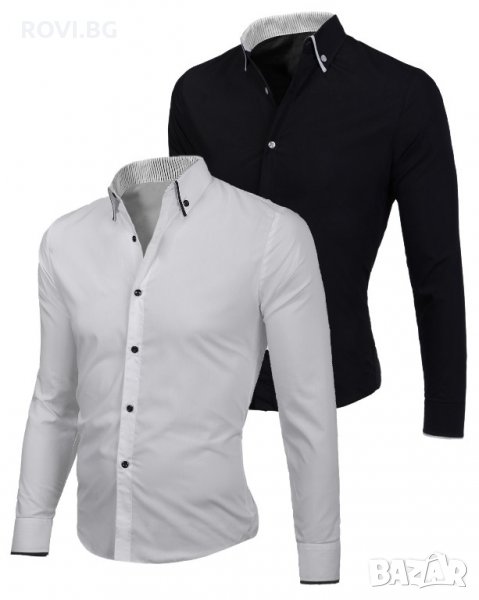 Мъжка риза бяла с черни копчета / черна с бели копчета, снимка 1