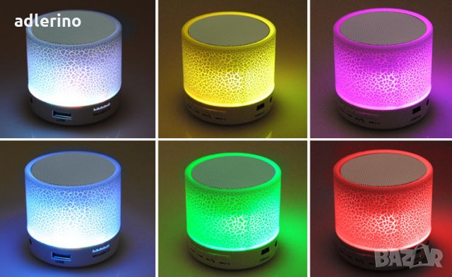 Безжична блутут колонка, wireless, bluetooth тонколона, мини говорител, светеща, снимка 5 - Слушалки и портативни колонки - 25008601