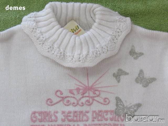 Бяла машинно плетена блуза за момиче, ръст 98/104 и 110/116, нова , снимка 4 - Детски Блузи и туники - 16377594