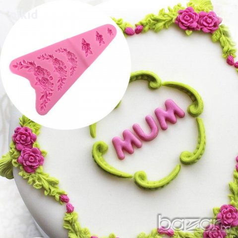 6 реда рози розички силиконов молд за фондан украса торта декорация мъфини шоколад, снимка 3 - Форми - 18175035