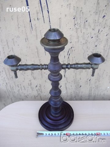 Свещник от бронз и текстолит за три свещи, снимка 5 - Други ценни предмети - 20467100