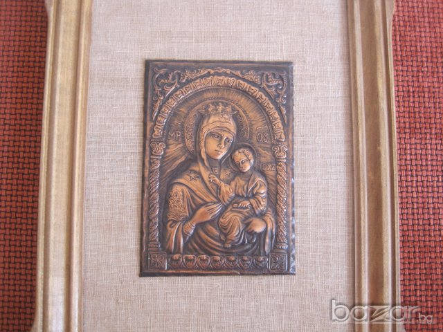 Икони от мед на Богородица и на Св.Георги , снимка 3 - Картини - 9612373