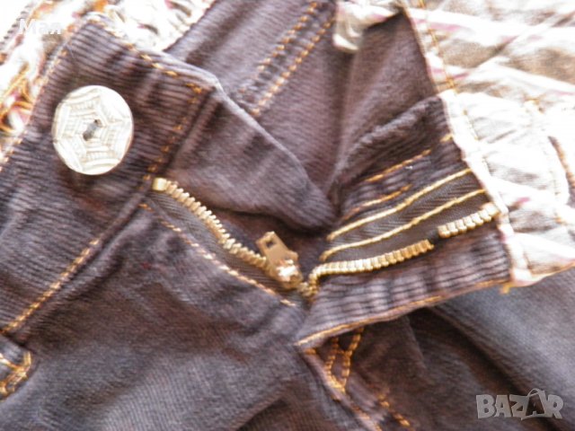 Fishbon черни дамски джинси от ситно кадифе, снимка 6 - Дънки - 26187299