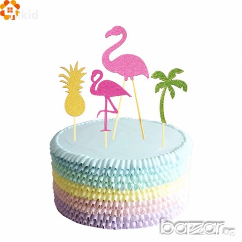 Сет фламинго ананас палма меки  топер за торта украса рожден ден 