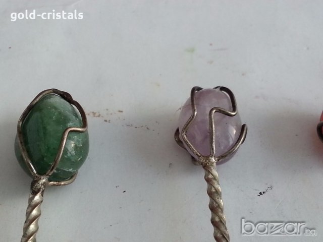 Посребрени  вилички с натурален  камък, снимка 8 - Антикварни и старинни предмети - 20206346
