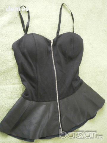  Елегантно бюстие от изкуствена кожа и ликра T A L L Y W E I J L, ново, размер М, снимка 3 - Корсети, бюстиета, топове - 9925136