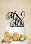 Mr ♥ Mrs сърце г-н г-жа надпис за младоженци сватба топер украса табела за торта, снимка 1