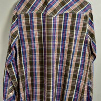 $148 Мъжка риза True Religion Western Pearl Button Snap Plaid Shirt 100% памук М, снимка 4 - Ризи - 26071018