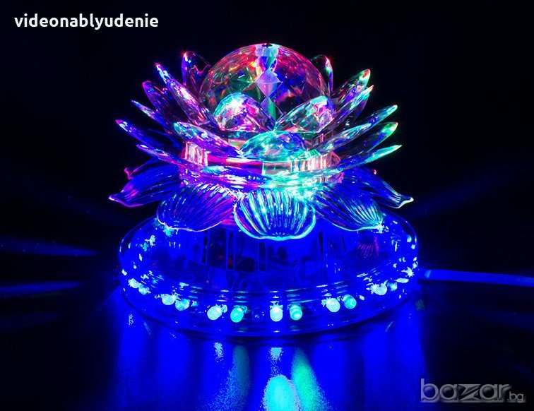 Прозрачна Въртящя 360 Градуса 8W 220V RGB UFO Диско DJ Танцово студио с 48 LED 7 Цвята, снимка 1