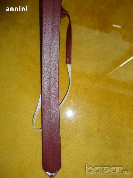 вратовръзка   кожена   кафява дължина  64см , снимка 1