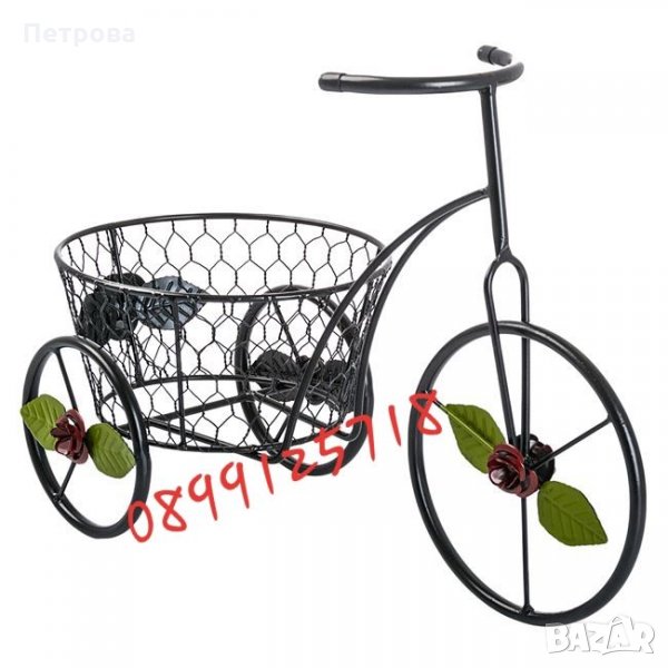 Метална поставка за саксия-велосипед-45х20х37 см., снимка 1