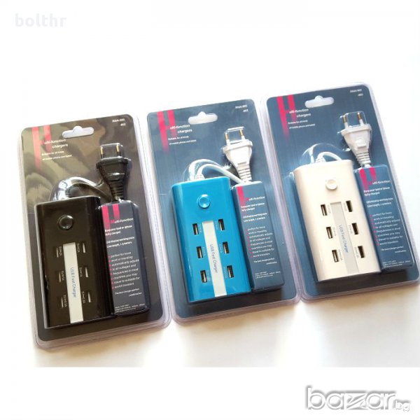 Мултифункционално USB зарядно устройство за телефони, теблети и др. устройства 6 в 1, снимка 1