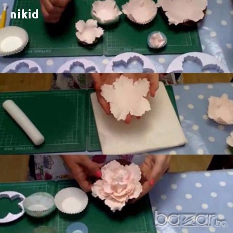 сет 4 огромни пластмасови резци форми за направа рошаво голямо цвете божур украса торта фондан резец, снимка 5 - Форми - 15457399