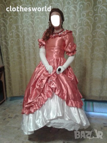 Бална рокля във викториански стил в розово и бяло, снимка 13 - Рокли - 11690524