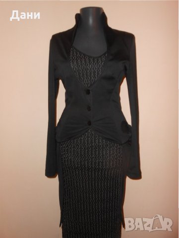 Черен дамски  спорно елегантен втален фрак, снимка 1