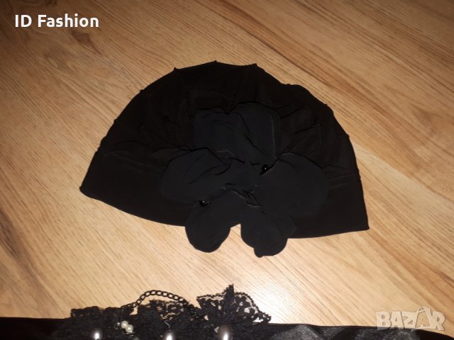 Черен тюрбан / шапка , снимка 2 - Шапки - 24483432