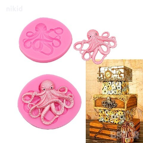 Интересен Октопод силиконов молд форма декорация торта фондан шоколад