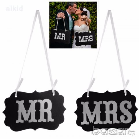 сватбени булчински табели сватба тя и той Г-н Г-жа Mr Mrs декор снимки фотосесия