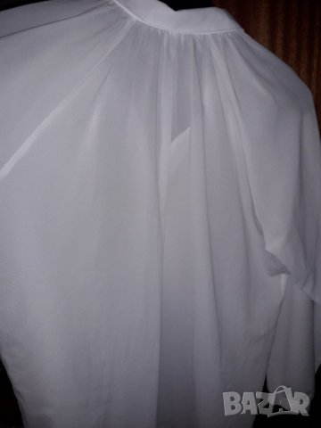 Дамска широка тънка блуза с дълъг ръкав бяла, снимка 5 - Блузи с дълъг ръкав и пуловери - 23114759
