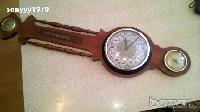 Ретро термо/баро/хидрометър+часовник-85х25см-внос франция, снимка 2 - Антикварни и старинни предмети - 17928754