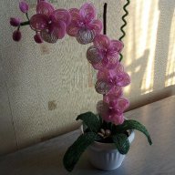 Орхидея от мъниста, снимка 3 - Декорация за дома - 16986339