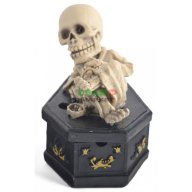 Сувенирен пепелник - скелет върху ковчег, снимка 3 - Декорация за дома - 15753796
