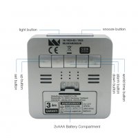 LCD часовник с аларма и термометър RS3028C5-WH, снимка 5 - Друга електроника - 24650033