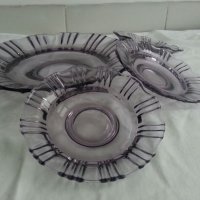 Ретро стъклени чинии чинийки цветно лилаво стъкло, снимка 6 - Антикварни и старинни предмети - 23832149