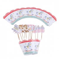 конче мече бебешки 12 бр топери и кошнички украса декорация за мъфини кексчета, снимка 1 - Други - 25760493