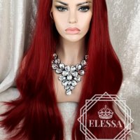Lace Front LUXYRY WIG ELESSA Червена Дълга Перука Код 1043, снимка 4 - Аксесоари за коса - 25714057