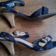 Esprit , летни сандали с ток ,дънкови обувки, снимка 5 - Сандали - 12491663
