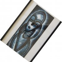 Стилизирана жена от Африка в синьо-картина с маслени бои, снимка 3 - Картини - 25769889