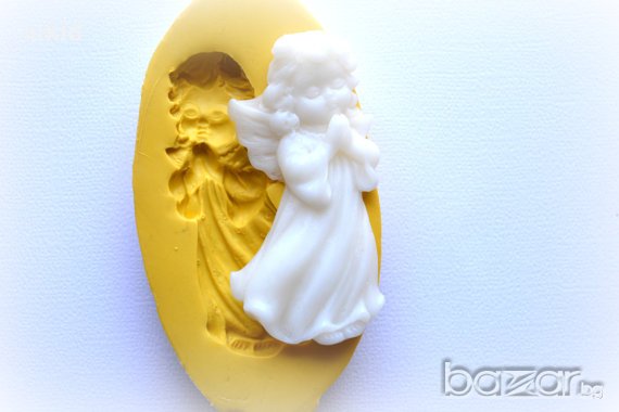 Ангелче в рокля силиконова форма молд кръщене за украса декорация торта фондан сладки и др., снимка 1