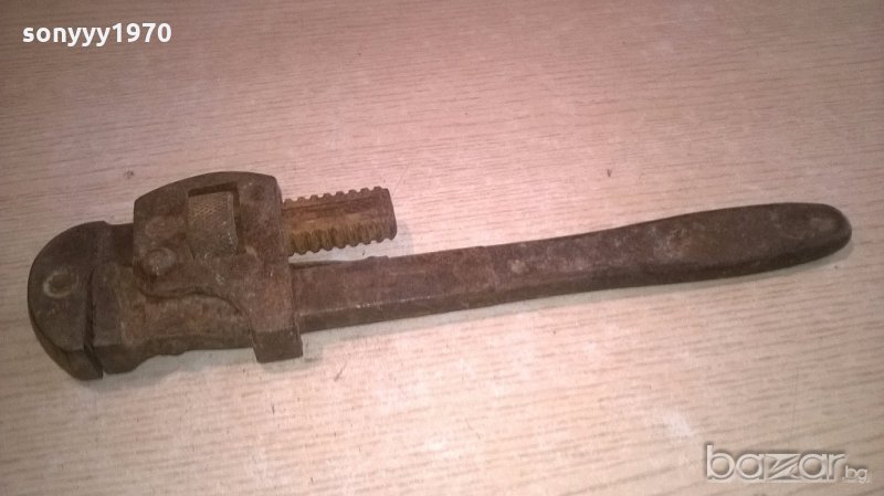 стар раздвижен ключ-37см и захват 7см-внос франция, снимка 1