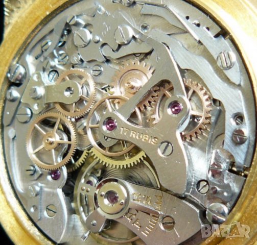 Златен мъжки ръчен часовник-хронограф от 1950г. , снимка 12 - Мъжки - 22113662