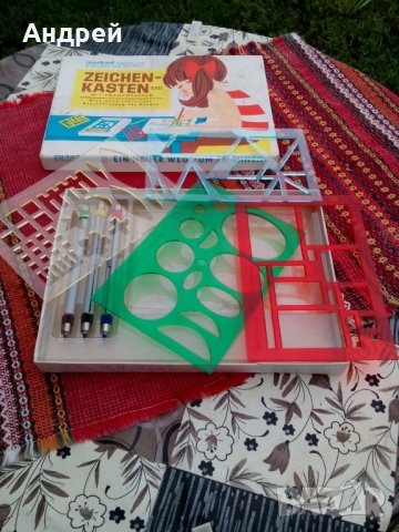 Стар детски чертожен комплект, снимка 3 - Антикварни и старинни предмети - 25547237