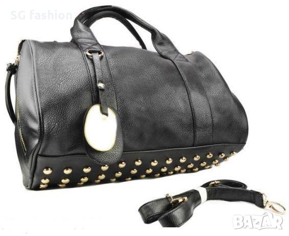 Дамска кожена черна чанта, снимка 2 - Раници - 25802666