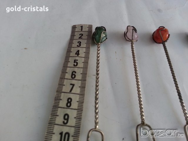 Посребрени  вилички с натурален  камък, снимка 5 - Антикварни и старинни предмети - 20206346